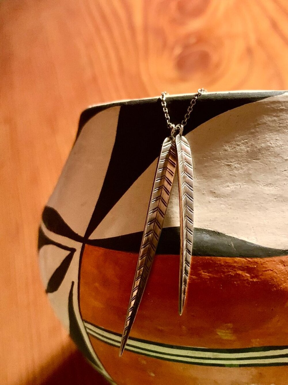 Me & Ro Extra Long Leaf sterling silver pendant necklace